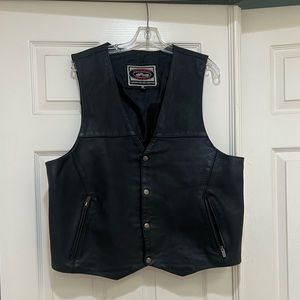 River‎ Road Black leather riding vest sz large motor western jacket grungy goth